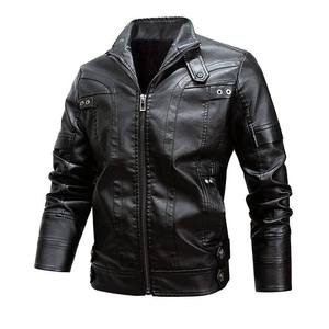 Oem ODM logotipo personalizado de cuello alto vintage bomber chaqueta de cuero para hombres chaquetas más tamaño sin capucha cremallera bolsillo lateral invierno - Product Image 3