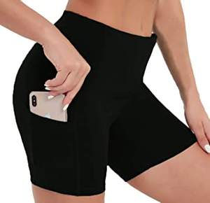 Pantalones cortos de Yoga ajustados de verano para mujer, informales, de Color sólido, con pliegue sobre cintura baja, ajustados, de poliéster, cintura elástica lavada - Product Image 4