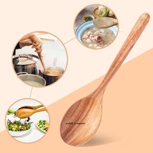 Cuillères de service en bois d'acacia fabriquées à la main Ustensiles de cuisine durables et écologiques pour mélanger, remuer et servir - Product Image 4