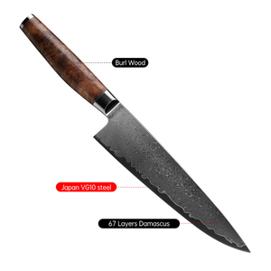 Venta al por mayor pedidos a granel personalizados OEM ODM servicio profesional Damasco Chef cuchillo japonés acero mango de madera ambidiestro - Product Image 4
