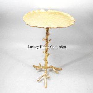 Table basse de forme ronde en métal de conception simple cadre de couleur dorée avec forme de verre Double placement fournitures de meubles faits à la main - Product Image 2