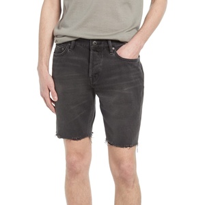 AllSaints Streetwear <b>High</b>-<b>Waist</b> Raw Hem <b>Denim</b> <b>Shorts</b> Breathable Canvas with Distressed Print Y2K StyleCargo Print Washed <b>Black</b> - Product Image 1