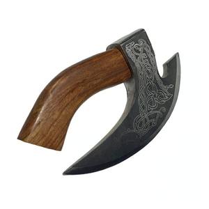 Handmade Stainless Steel Pizza Slicer Wood <b>Handle</b> High Original Viking <b>Axe</b> Design Chef Knife Kitchen Use Includes Leather Sheath - Product Image 3