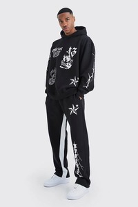 Chándal de dos piezas de alta calidad, conjunto de sudadera con jersey liso, chándal con capucha personalizado de gran tamaño de algodón polar 100% para hombre - Product Image 4