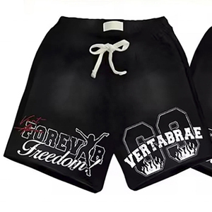 Ensemble de t-shirts streetwear pour hommes VERTABRAE, t-shirt à manches courtes en coton imprimé à col rond avec short noir, tenue décontractée d'été - Product Image 4