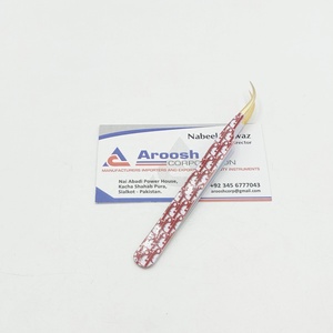 Pince à épiler de type courbe en J en acier inoxydable professionnel de haute qualité, papier d'extension de cils à pointe pointue, logo personnalisé doré enduit - Product Image 4