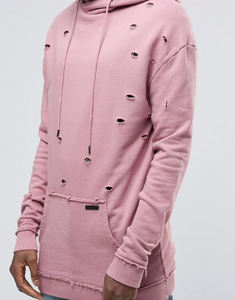 เสื้อมีฮู้ดหูรูดสีชมพูสำหรับผู้ชาย - Product Image 2