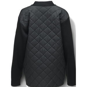 Cárdigan Negro de Punto Acanalado para Mujer, Suéter Largo con Botones en la Parte Delantera y Bolsillos de Parche, Estilo Moderno y Minimalista para Invierno - Product Image 3