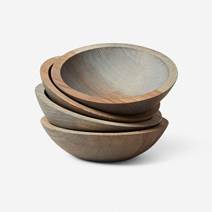 Juego de ensaladeras de madera de acacia marrón liso hecho a mano, utensilios de mezcla redondos grandes para uso alimentario - Product Image 6