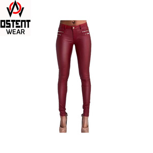 Pantalones de mujer de moda de alta calidad, hechos a medida, venta al por mayor, tela elástica negra sólida, ropa de calle informal ajustada Sexy para exteriores - Product Image 2