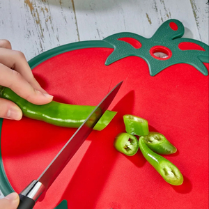 เขียงพลาสติกรูปทรงมะเขือเทศเขียงปราศจากสาร BPA ปลอดภัยสำหรับสับอาหารสำหรับ Amazon เขียงผักผลไม้ในครัว - Product Image 5