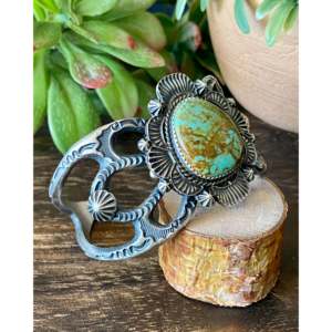 Bracelet manchette en argent sterling turquoise Kevin Billah Kingman - Product Image 3