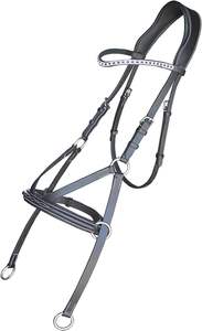 สายบังเหียนหนังบิทเลสทรงสี่เหลี่ยมประดับเพชรคริสตัลพร้อมยางรั้ง - Product Image 4