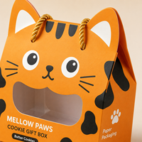 Boîte cadeau décorative haut de gamme en forme de chat pour biscuits, en matériaux recyclés, emballage portable en papier pour animaux, idéale pour le Noël