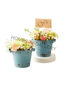 Best Price Indian Galvanized Metal Buckets Wooden Handle Farmhouse Decorative Garden Decoration for <b>Nursery</b> Flower Pots Planters - Product Image 5