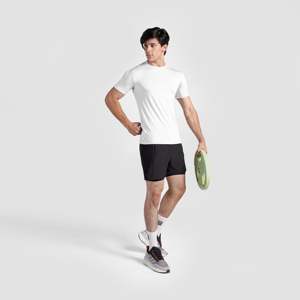 Cross Run Slim Fit 100% Polyester Knitted Exercise <b>Tee</b> in <b>White</b> Custom Label Lightweight Screen Printed with Solid Pattern - Product Image 4