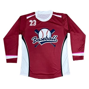 Camisetas deportivas de béisbol de manga larga, transpirables, ligeras, hechas a medida, 100% poliéster. - Product Image 1