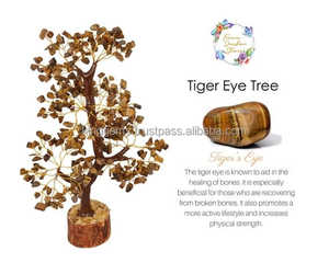 Arbre artisanal en pierre semi-précieuse Œil de tigre (300 pierres), qualité supérieure, naturel, pour la guérison REIKI et le Feng Shui domestique, fait main, vente en gros - Product Image 3