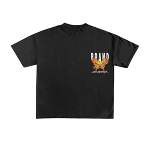 Camiseta de Manga Corta Negra para Hombre de Alta Calidad con Estampado de Logotipo de Llama, Cuello Redondo, Algodón, Corte Regular, Diseño Frontal - Product Image 1