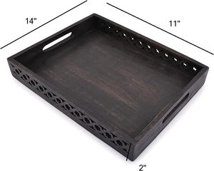 Plateau de service rectangulaire en bois et assiette, plateau à thé/dîner/boissons, table basse, mariage, léger, écologique, technique de gravure - Product Image 3