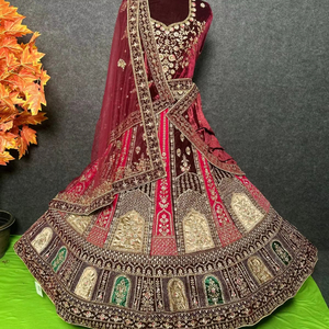 Premium Bridal Lehenga Choli 12 Kali Flair 4 mètres Ghera Heavy Jarakan Work Double Dupatta Four Side Border Floor-Length Party - Product Image 6