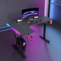 Nouvelle station de travail PC en métal de conception de vente chaude et bureau d'ordinateur durable de table de jeu avec la taille réglable et les bandes de LED
