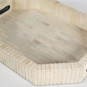 Factory Hot Sale <b>Ramadan</b> Eid Gift Round Acacia Wood Resin Inlay <b>Chocolate</b> Serving Tray Bone Inlay Dessert Serving Tray - Product Image 3