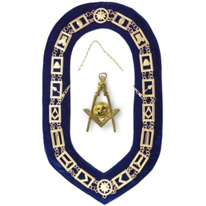 MASONIC BLUE LODGE OFFICER CHAIN COLLAR WITH TREASURE MASTER JEWEL - Product Image 2