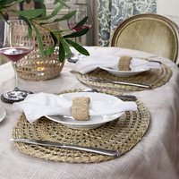 Set de table rond en bambou 300 mm, antidérapant, design oriental, pour vaisselle et boissons