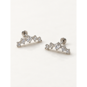 Curve <b>Climber</b> Stud <b>Earrings</b> Titanium Zircon Jewelry - Product Image 1