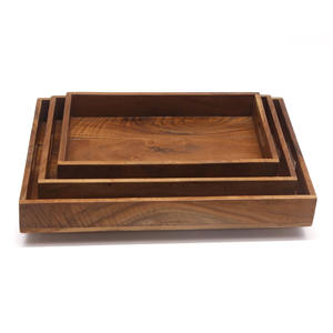 Plateaux de service buffet en bois massif plateau de service de nourriture naturelle en bois d'acacia pour la maison restaurant hôtel - Product Image 3