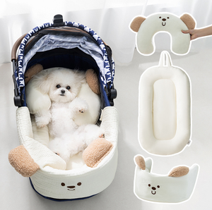 Coussin de poussette pour chien et chat, mignon, écologique, imperméable, en fausse fourrure douce, amovible, lit de voyage portable - Product Image 2