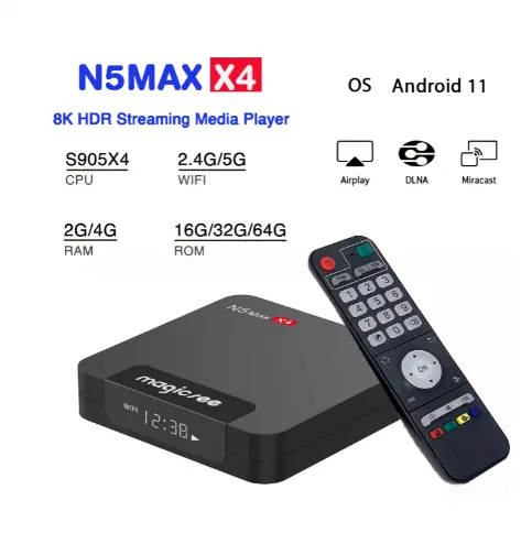N5 Max X4 Android 11 Smart Tv Box 4GB 32GB 64GB Amlogic S905X4 Wifi BT4.2 1000M 4K HDR Media Player