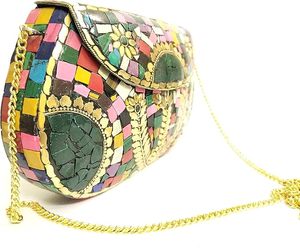 RF Crafts Vente en gros de haute qualité Style bohème Métal fait à la main Mosaïque Design Pochette pour les femmes directement de l'Inde - Product Image 4