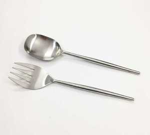 Estilo único 18/8 herramienta de ensalada de acero inoxidable cuchara tenedor conjunto mango de hierro herramientas de cocina utensilios de cocina cubiertos cuchara tenedor - Product Image 5