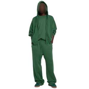 Ensemble de survêtement unisexe décontracté en molleton épais 350 g/m² extensible dans les quatre sens avec impression sérigraphique, capuche à cordon et pantalon évasé - Product Image 5