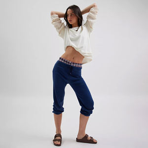 Camiseta de gran tamaño para mujer con mangas en capas, dobladillo de tela de gofre en contraste, ropa de calle informal, Camiseta de algodón 100% holgada a la moda - Product Image 4