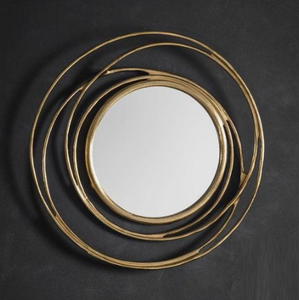 Miroir mural de luxe plaqué or de forme ovale à bordure artisanale Miroirs décoratifs à motifs uniques - Product Image 5