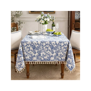 Mantel Blanco con Bordado Floral, Diseño de Flores Silvestres Coloridas, Rectangular, para Decoración de Mesa de Comedor, Venta al Por Mayor, Exportación OEM - Product Image 6