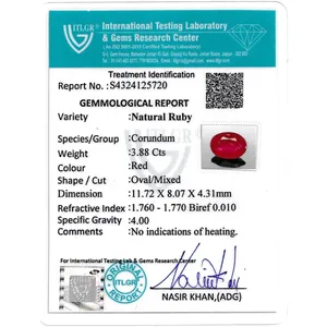 Rubí (Manik) - 3.88 Quilates, Facetado, Natural y Sintético, Variedad que Incluye Esmeralda, Corte Cojín, Pera, Estrella, Octágono, Creado en Laboratorio, Tratado Térmicamente - Product Image 4