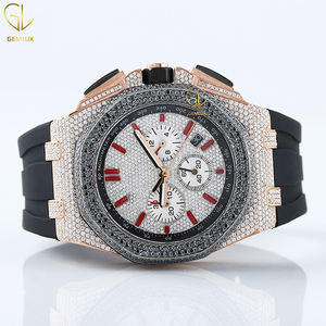 Premium Quality Pass Diamond Tester Iced Out Lab Grown Diamond Chronograph Dial Correa de silicona negra Reloj de hip hop para hombres - Product Image 5