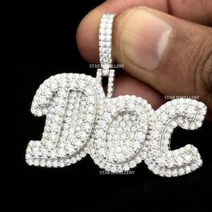 Colgante de Letra con Diamantes Cultivados en Laboratorio, Chapado en Oro de 10K, Estilo Hip Hop Unisex, Corte Brillante Redondo, para Uso Diario - Product Image 4