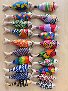 รูปปั้นปลาทำจากไม้วัสดุธรรมชาติของตกแต่งทำด้วยมือสำหรับห้องนั่งเล่นและรีสอร์ทวิลล่า - Product Image 4