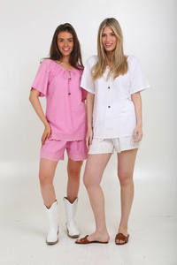 ชุดเซ็ตเสื้อผ้าฝ้ายทรงหลวมสำหรับผู้หญิง สไตล์ลำลอง ใส่สบาย ระบายอากาศได้ดี พร้อมงานปักลาย เป็นมิตรกับสิ่งแวดล้อม รับผลิตแบบ ODM เสื้อและกางเกงเข้าชุด - Product Image 3