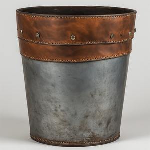 Maceta de cuero galvanizado antiguo de primera calidad con acabado texturizado artesanal para vegetación interior decorativa - Product Image 6