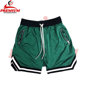 Pantalones cortos de baloncesto personalizados de verano para hombre, pantalón corto de malla deportiva de Color sólido holgado de poliéster 100%, totalmente personalizable - Product Image 3