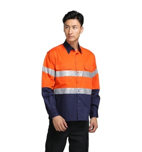 Hombres personalizados de manga larga Hi Vis algodón construcción seguridad ropa de trabajo camisa chaquetas de seguridad industrial reflectante Popular - Product Image 2