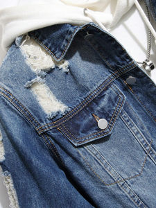 Denim Jackets Distressed for <b>Men</b> With Full Customization Custom Sport Style <b>Men's</b> <b>Jeans</b> Jacket for Outdoor Wear - Product Image 4