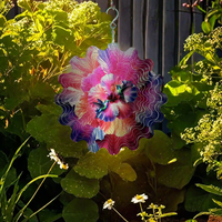 Spinner à vent de 12 pouces au design Art déco protégé contre les UV avec papillon enchanteur et ornement de jardin de fleurs pour l'extérieur