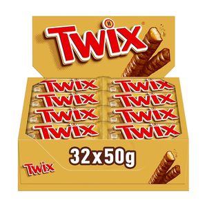 Barre de chocolat au lait Twix avec biscuit et caramel chocolaté, 32 barres de collation de 50g - Product Image 6